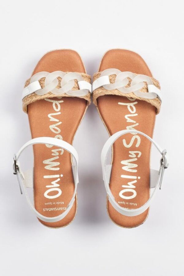 SANDALIA PIEL BLANCA 5026 CADENA